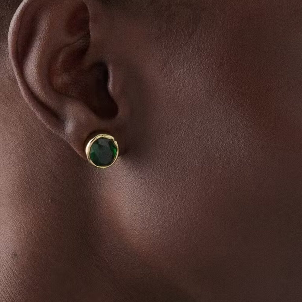 kate spade Emerald High Shine Studs/NWT - Picture 2 of 9